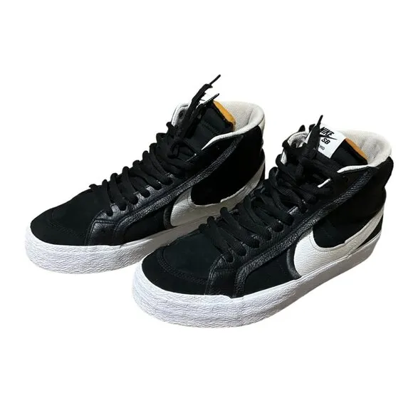 Nike SB Blazer Mid Suede &amp; Leather Black/White High-Top Mens Sneakers Size 11