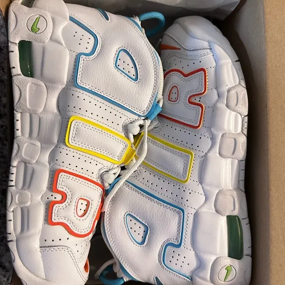 Nike White and Red Sneakers Bold Uptempo Design