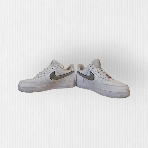 Nike Women's Air Force 1 Low White/Metallic Silver Swoosh, Size 8 Sneakers /Shoe