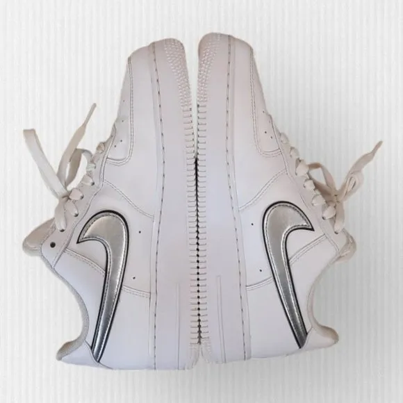 Nike Women's Air Force 1 Low White/Metallic Silver Swoosh, Size 8 Sneakers /Shoe