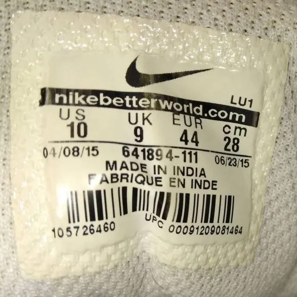 Nike Priority Men's Pre-owned White Leather Fashion Sneakers - sz. 10