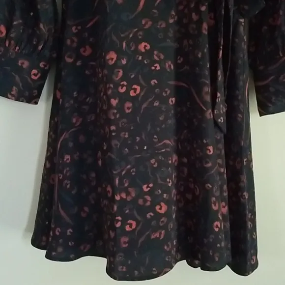 Nine West Long Sleeve Animal Print Wrap Dress XS