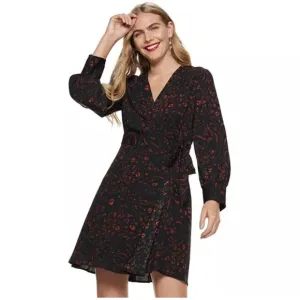 Nine West Long Sleeve Animal Print Wrap Dress XS