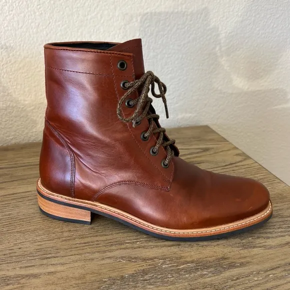 Nisolo Amalia All Weather Lace Up leather Boot Brandy size 10