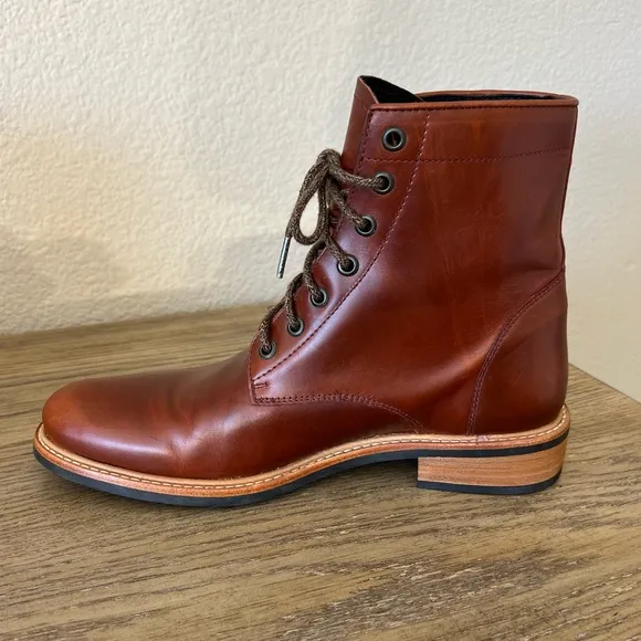 Nisolo Amalia All Weather Lace Up leather Boot Brandy size 10