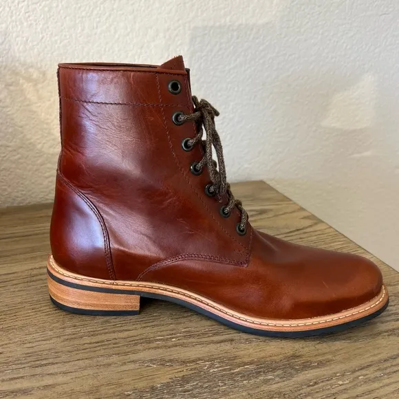 Nisolo Amalia All Weather Lace Up leather Boot Brandy size 10