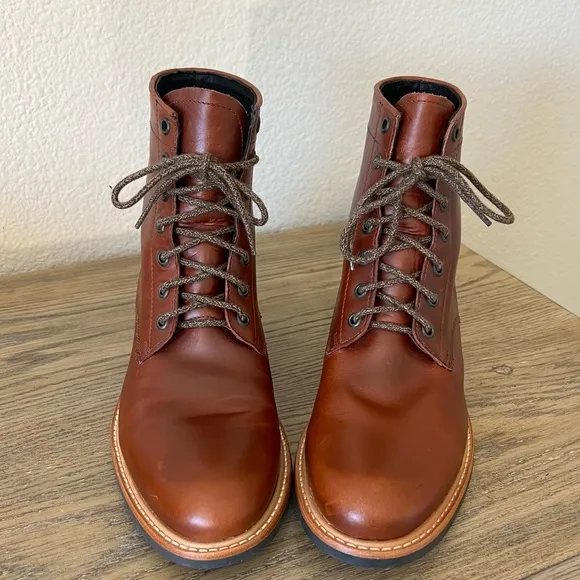 Nisolo Amalia All Weather Lace Up leather Boot Brandy size 10