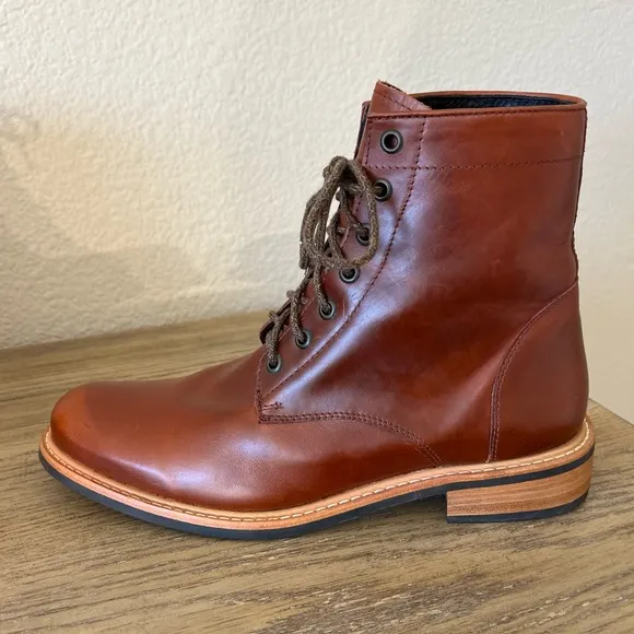 Nisolo Amalia All Weather Lace Up leather Boot Brandy size 10