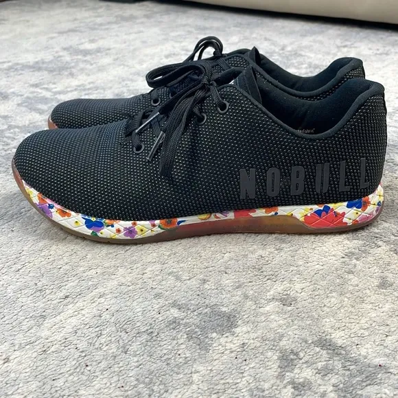 Nobull Outwork Black Daisy Sneakers Gym Training Womens 13 Mens 11.5