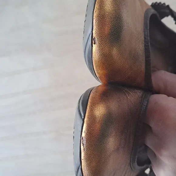 Nurture Seymore Leather Bronze Metallic Gold Comfort Ballet Ribbon Flats Sz 8