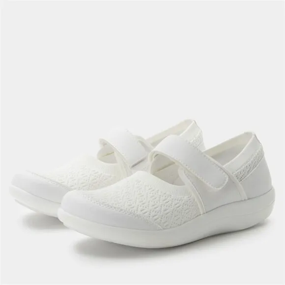 NWOB Alegria Dinamo Mary Jane Flats Sz 13 White Lightweight Slip Resistant