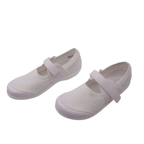 NWOB Alegria Dinamo Mary Jane Flats Sz 13 White Lightweight Slip Resistant