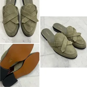 NWOB Frame Denim Olive Green Women's Suede Loafers Size 37/7
