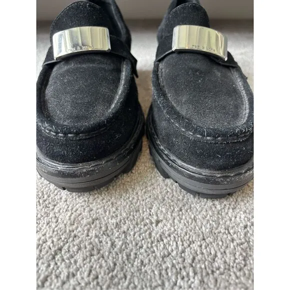 NWOB Rag &amp; Bone Shiloh 2.0 Loafers Lug Sole Black Suede Womens $425 Sz 9/39.5