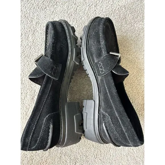 NWOB Rag &amp; Bone Shiloh 2.0 Loafers Lug Sole Black Suede Womens $425 Sz 9/39.5