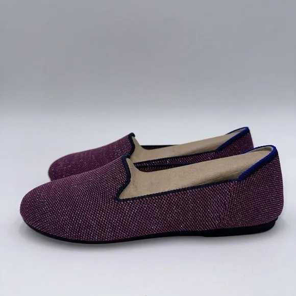 NWOB Rothy’s Kids Loafer Mulberry Glitter Round Toe Flats Size 4