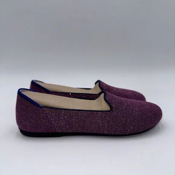 NWOB Rothy’s Kids Loafer Mulberry Glitter Round Toe Flats Size 4
