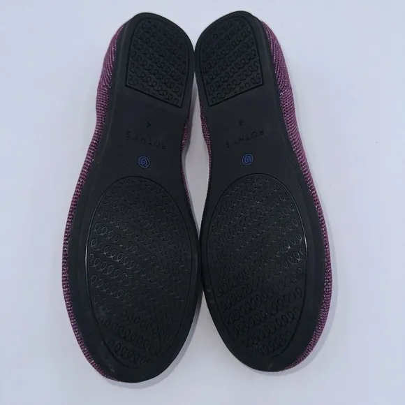 NWOB Rothy’s Kids Loafer Mulberry Glitter Round Toe Flats Size 4