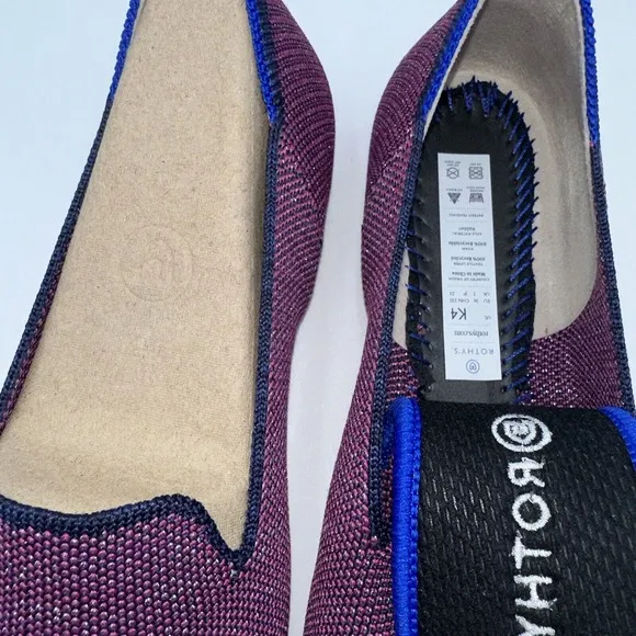 NWOB Rothy’s Kids Loafer Mulberry Glitter Round Toe Flats Size 4
