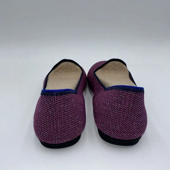 NWOB Rothy’s Kids Loafer Mulberry Glitter Round Toe Flats Size 4