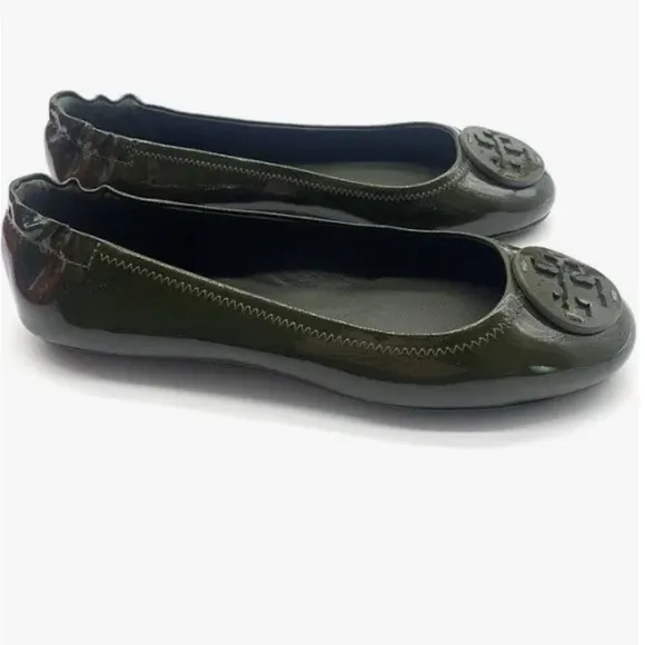 NWOB with dust bag TORY BURCH Minnie Travel Ballet Flats Patent Leather-Size 7.5