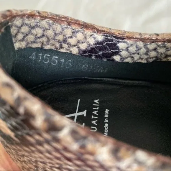 NWOT Aquatalia Revy Soft Nappa Flat Snake-Print Loafers Size 6.5