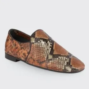 NWOT Aquatalia Revy Soft Nappa Flat Snake-Print Loafers Size 6.5