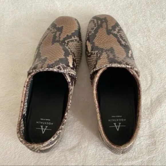 NWOT Aquatalia Revy Soft Nappa Flat Snake-Print Loafers Size 6.5