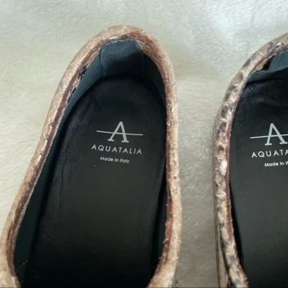 NWOT Aquatalia Revy Soft Nappa Flat Snake-Print Loafers Size 6.5