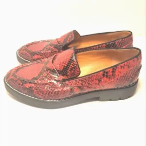 NWOT FRANCO SARTO A-tivoli Red Snakeskin Loafers