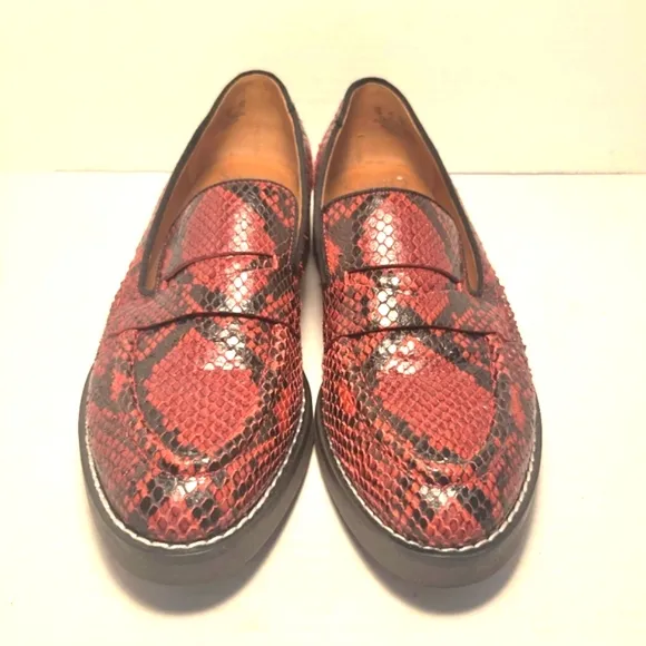 NWOT FRANCO SARTO A-tivoli Red Snakeskin Loafers