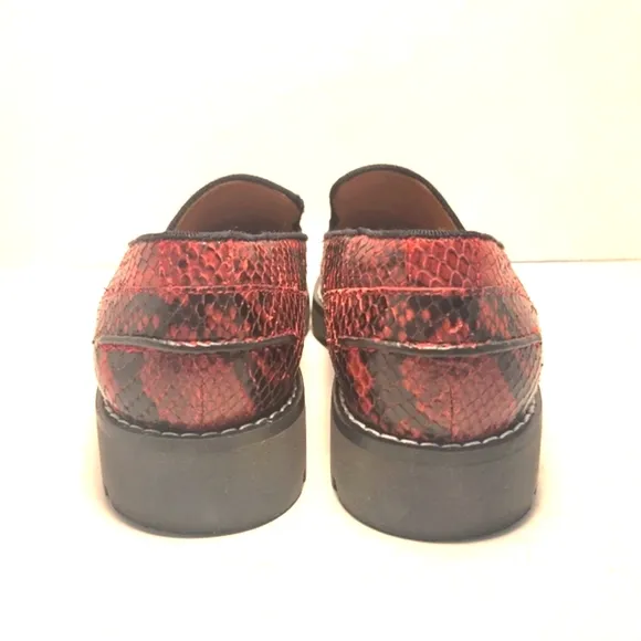 NWOT FRANCO SARTO A-tivoli Red Snakeskin Loafers