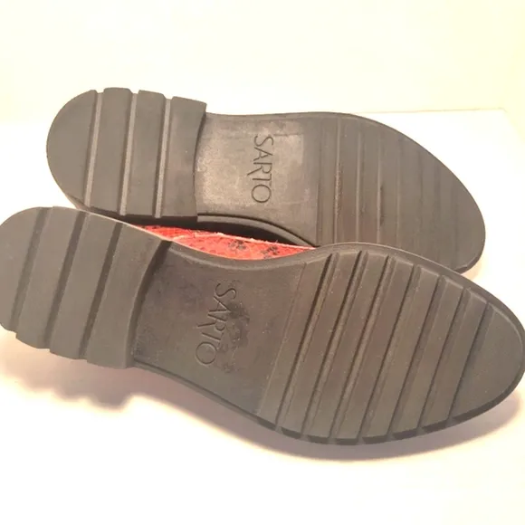 NWOT FRANCO SARTO A-tivoli Red Snakeskin Loafers