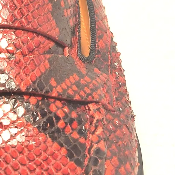 NWOT FRANCO SARTO A-tivoli Red Snakeskin Loafers
