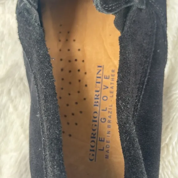 NWOT Giorgio Brutini Private Collection Black Suede Loafers Slip on Size 9.5