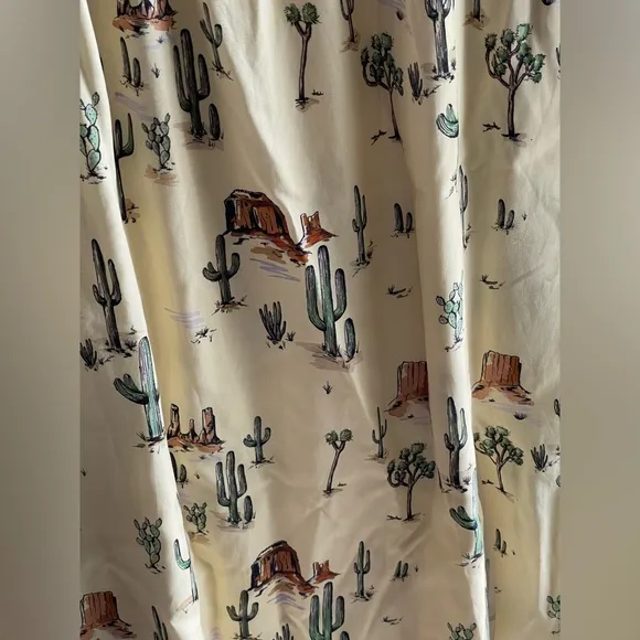 NWOT Jolene Joshua Tree Butter Yellow Print Shirred Western Print Dress
