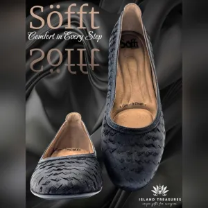 NWOT Sofft Maretto Black Leather Ballet Flats Comfy Slip-On Women Size 8.5 M