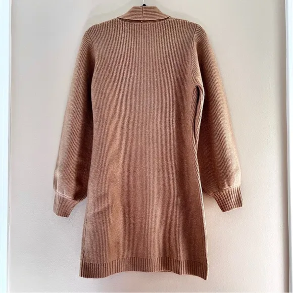 NWT Anthropologie Flat White Puff-Sleeved Sweater Tunic Dress