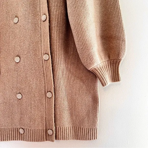 NWT Anthropologie Flat White Puff-Sleeved Sweater Tunic Dress