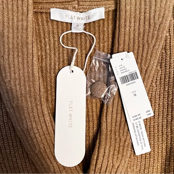 NWT Anthropologie Flat White Puff-Sleeved Sweater Tunic Dress