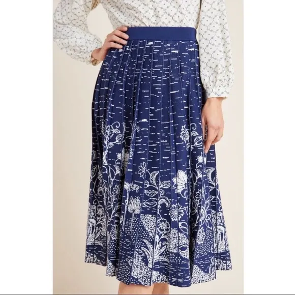 NWT Anthropologie Haven Pleated Knit Midi Skirt Sz M