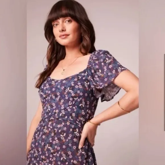 NWT Band of the Free Coraline Dress In Purple Ivory Size XS