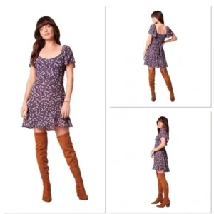 NWT Band of the Free Coraline Dress In Purple Ivory Size XS