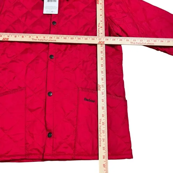 NWT Barbour Liddesdale Red Quilted Jacket Boy’s Size XXL 2XL 14 Corduroy Collar