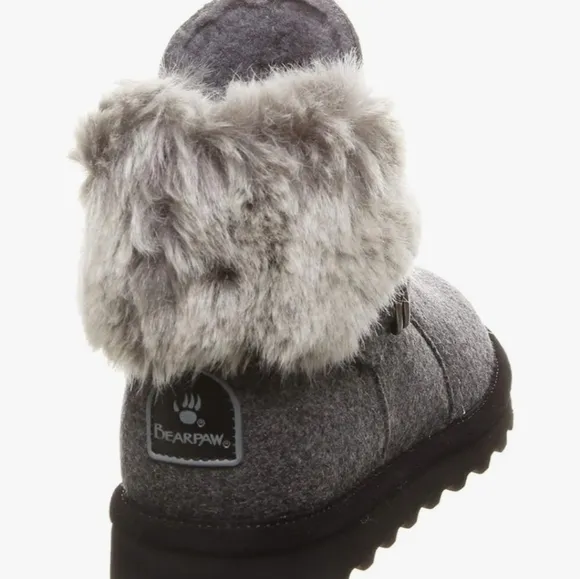 NWT BEARPAW Koko Cold-Weather Boots Gray Wool 9M 5&quot; Shaft #1186