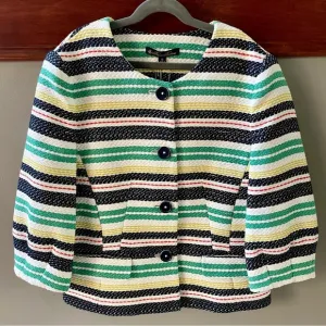 NWT Brooks Brothers Cotton Striped Woven Button Tailored Jacket Office R…