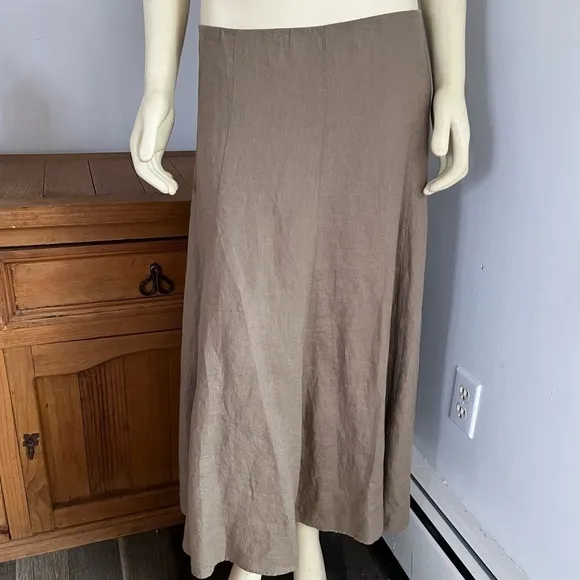 NWT Eileen Fisher Women’s A-Line Handkerchief Linen Skirt Driftwood Brown S