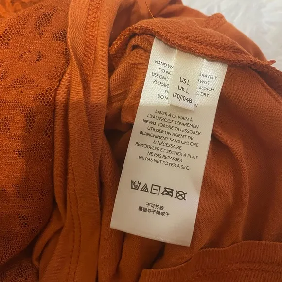 NWT Free People bohemian Pearl Lace Faux Wrap Spanish Chestnut Brown Large