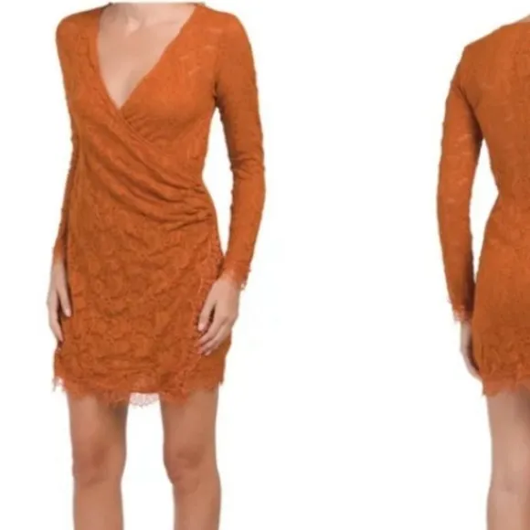 NWT Free People bohemian Pearl Lace Faux Wrap Spanish Chestnut Brown Large