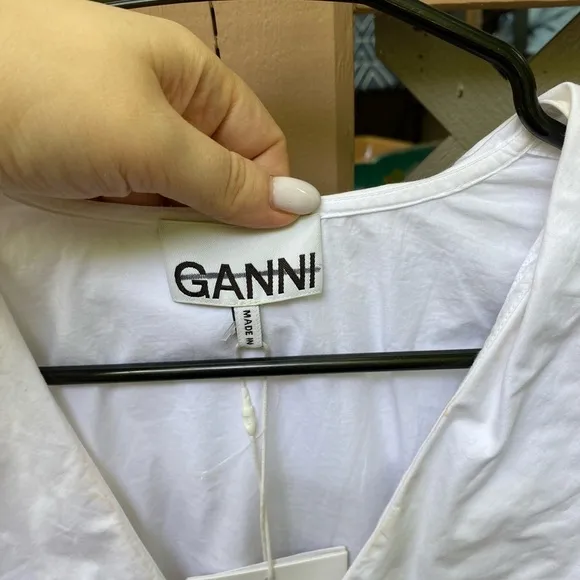 NWT GANNI Poplin Collar Dress